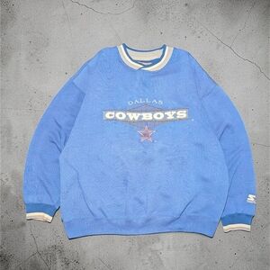 STARTER Dallas Cowboys Light Blue Crewneck Sweatshirt